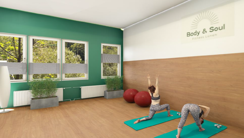 3-D Skizze zur Visualisierung von den Umbaumaßnahmen im neuen Fitnessstudio.
