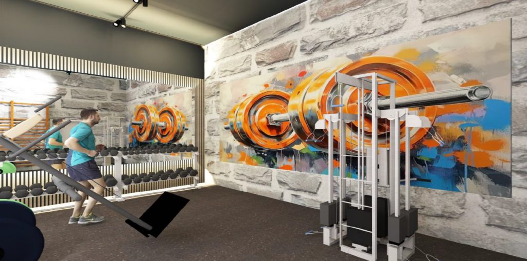 3-D Skizze zur Visualisierung von den Umbaumaßnahmen im neuen Fitnessstudio.